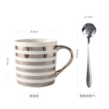 Load image into Gallery viewer, Creative Ceramic Mug Set with spoon lid Tea Milk Cup Nordic Style Coffee Mugs Large Capacity 300 ML Home Kitchen Drinkware