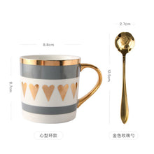 Load image into Gallery viewer, Creative Ceramic Mug Set with spoon lid Tea Milk Cup Nordic Style Coffee Mugs Large Capacity 300 ML Home Kitchen Drinkware