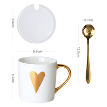 Load image into Gallery viewer, Creative Ceramic Mug Set with spoon lid Tea Milk Cup Nordic Style Coffee Mugs Large Capacity 300 ML Home Kitchen Drinkware