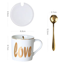 Load image into Gallery viewer, Creative Ceramic Mug Set with spoon lid Tea Milk Cup Nordic Style Coffee Mugs Large Capacity 300 ML Home Kitchen Drinkware