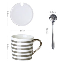 Load image into Gallery viewer, Creative Ceramic Mug Set with spoon lid Tea Milk Cup Nordic Style Coffee Mugs Large Capacity 300 ML Home Kitchen Drinkware