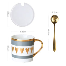 Load image into Gallery viewer, Creative Ceramic Mug Set with spoon lid Tea Milk Cup Nordic Style Coffee Mugs Large Capacity 300 ML Home Kitchen Drinkware