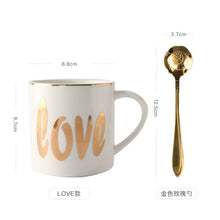 Load image into Gallery viewer, Creative Ceramic Mug Set with spoon lid Tea Milk Cup Nordic Style Coffee Mugs Large Capacity 300 ML Home Kitchen Drinkware