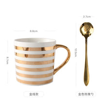 Load image into Gallery viewer, Creative Ceramic Mug Set with spoon lid Tea Milk Cup Nordic Style Coffee Mugs Large Capacity 300 ML Home Kitchen Drinkware