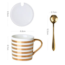 Load image into Gallery viewer, Creative Ceramic Mug Set with spoon lid Tea Milk Cup Nordic Style Coffee Mugs Large Capacity 300 ML Home Kitchen Drinkware